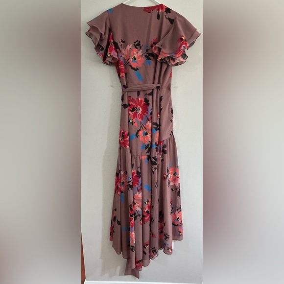 HUTCH Midi Ruffle Wrap Dress Women's Small (2-4) Wrap Tie Waist Floral guest - Picture 8 of 13